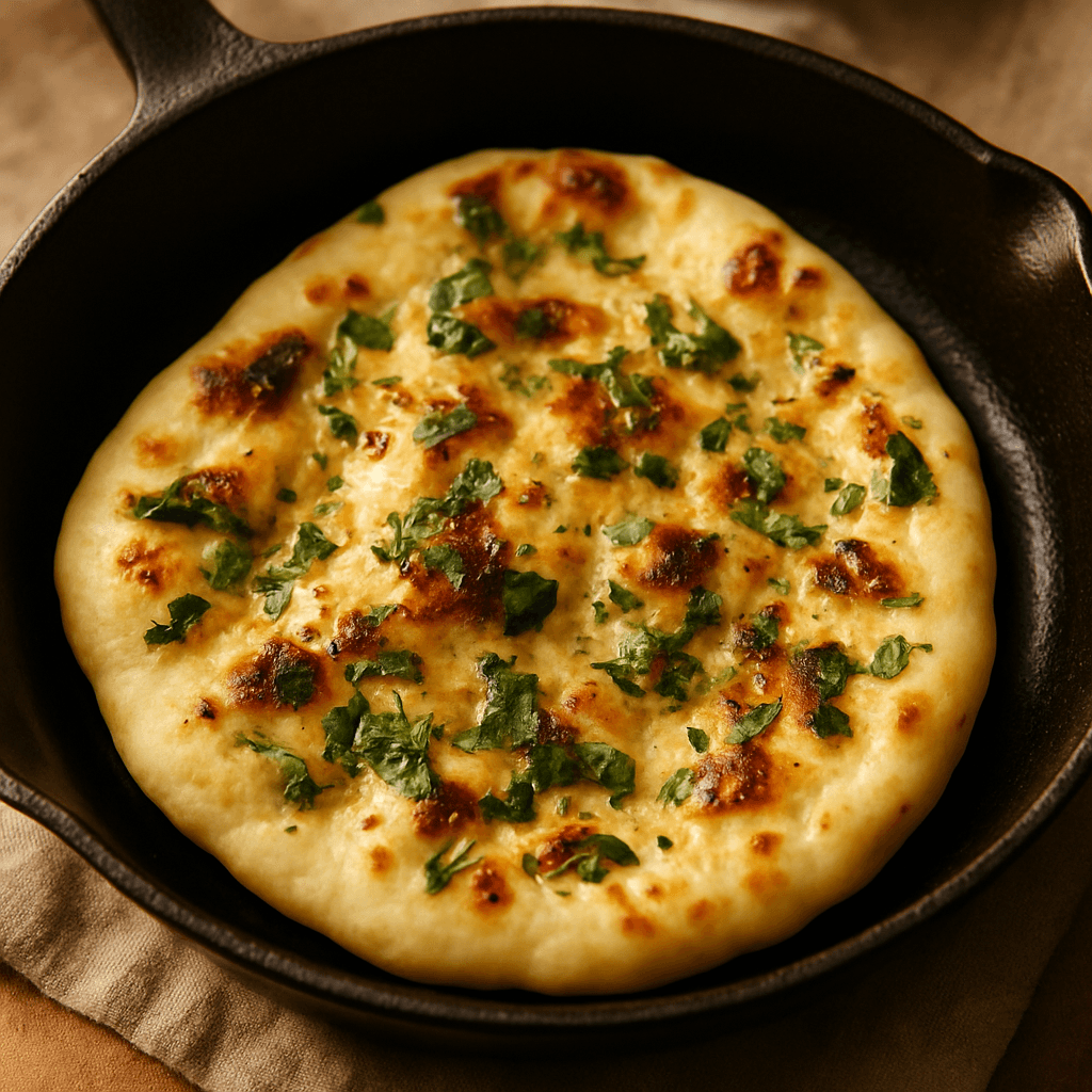 Naan casero en sartén