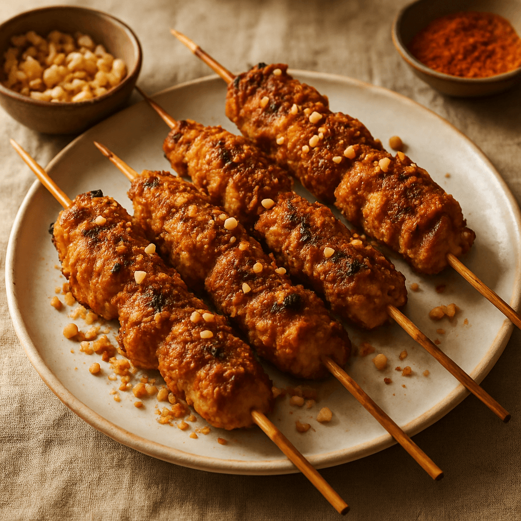 Brochetas suya de pollo