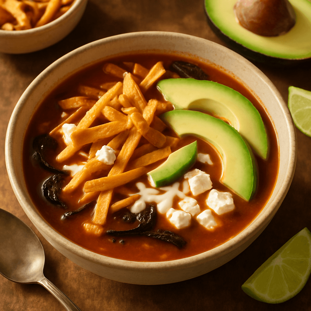 Sopa de tortilla azteca