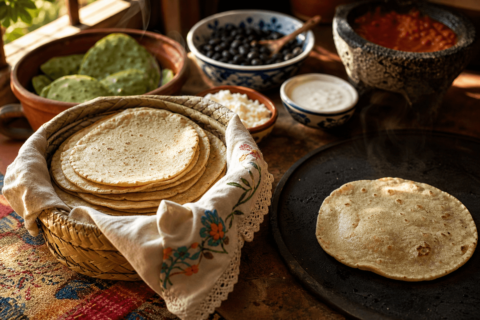 Tortillas de maíz hechas a mano
