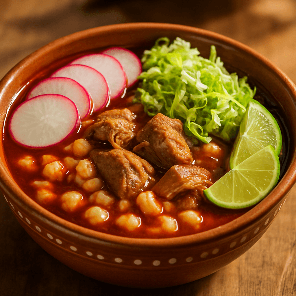 Pozole rojo estilo Jalisco